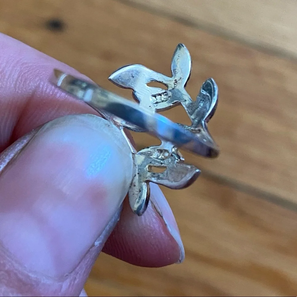 Sterling Silver Fern Ring, Stamped 925, Vintage Vine Motif